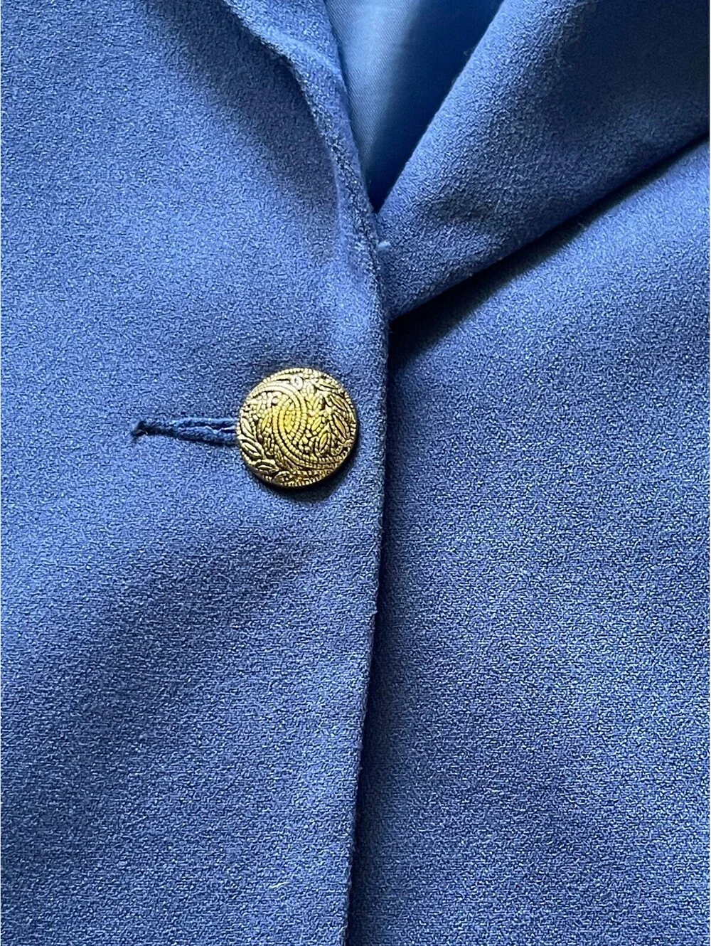 Koret Blue Skirt Suit Set Size 12 Skirt/14 Blazer Polyester Wool Blend 1970s